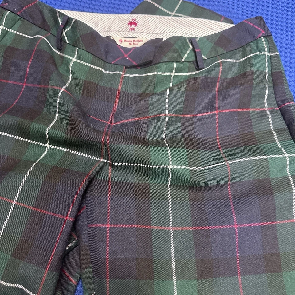 Pantalones de lana Brooks Brothers rojo polar para mujer talla 12 tartán a cuadros fiesta navideña Foto 3 de 4