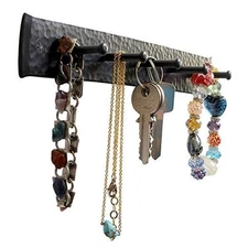 Wrought Iron Key Holder for The Wall – Hooks Rack for Hat, Towel, Leash, 