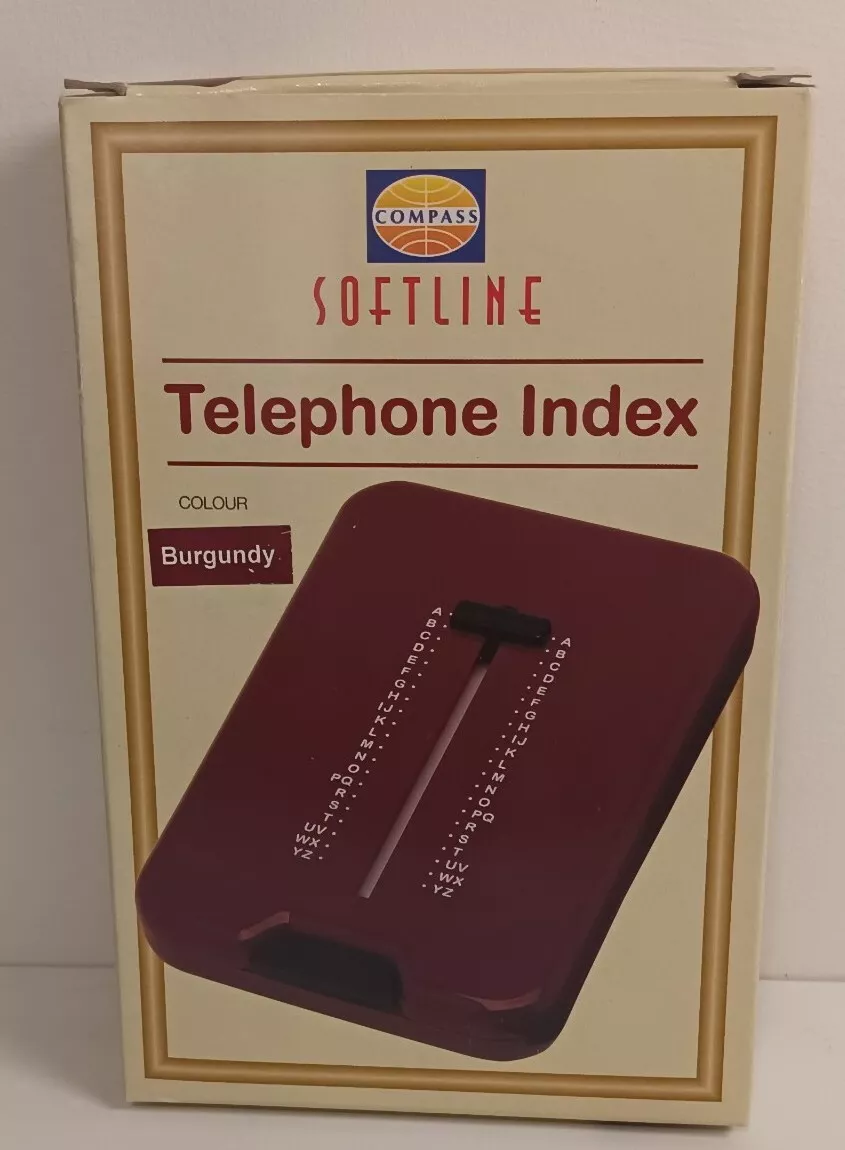 Vintage Compass Softline Burgundy Telephone Number File Index New