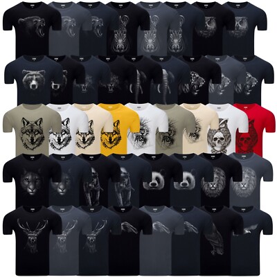 Diarbo Herren T-Shirt mit Aufdruck Wildtierporträts Für Naturliebhaber XS-3XL