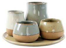 FURNARO Vasenensemble Skagen S/5 - 4 Keramikvasen & Teller Ø27 cm