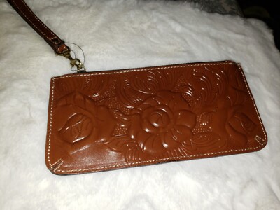 NWT PATRICIA NASH TOOLED LEATHER ST. CROCE FLORENCE BROWN WRISTLET/CLUTCH