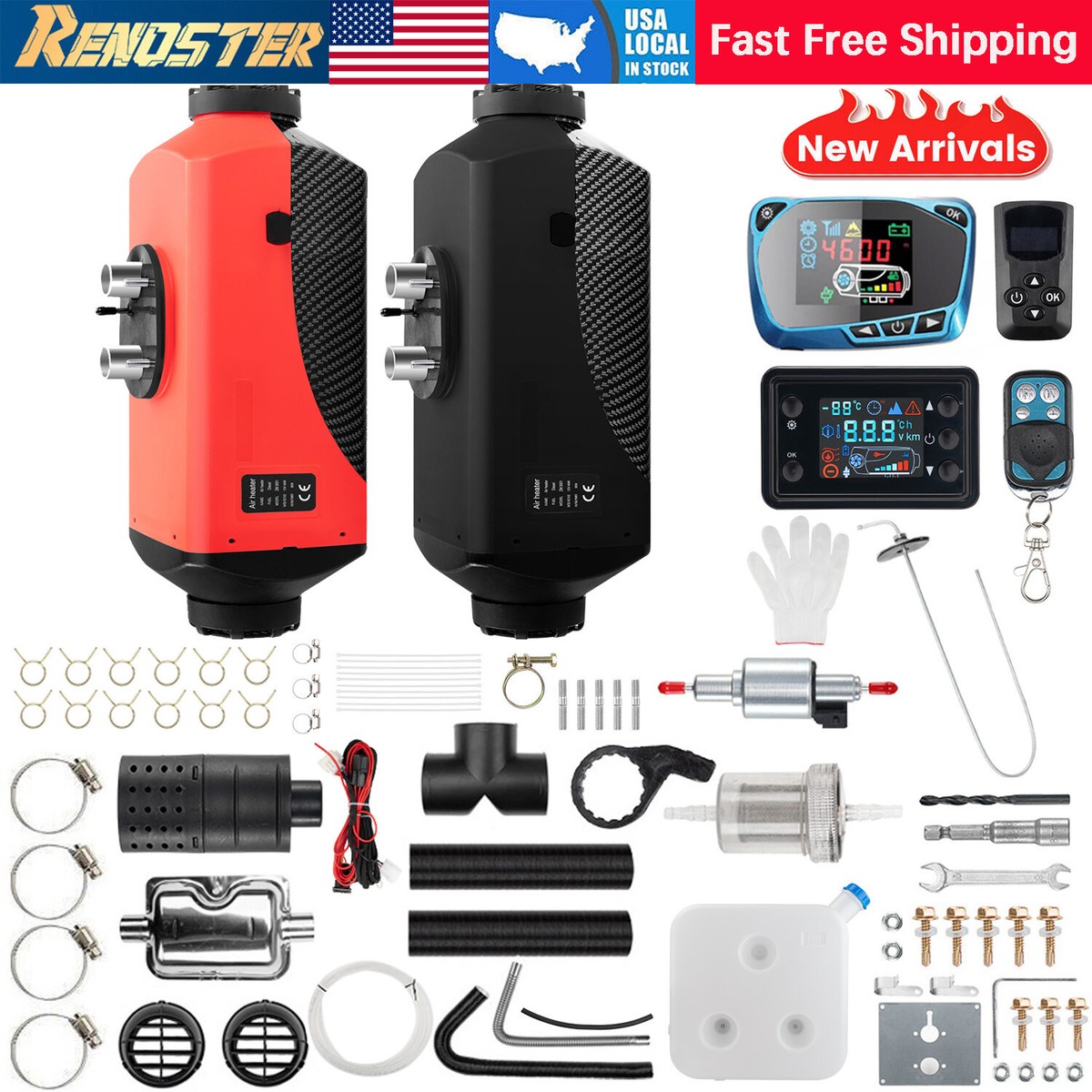 Renoster® Air Diesel Heater 12-24V 2KW 5KW 8KW New LCD Thermostat Car  Caravan | eBay