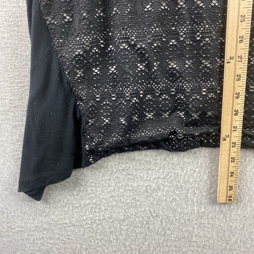 Catherines 1X Top Negro Crochet Encaje Malla Superposición Cuello en V Manga Corta Plus - Imagen 9 de 10