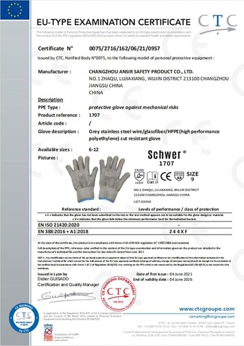 Guantes Anticortes, Seguridad Corte, Malla Acero Inoxidable - XL - Imagen 10 de 11