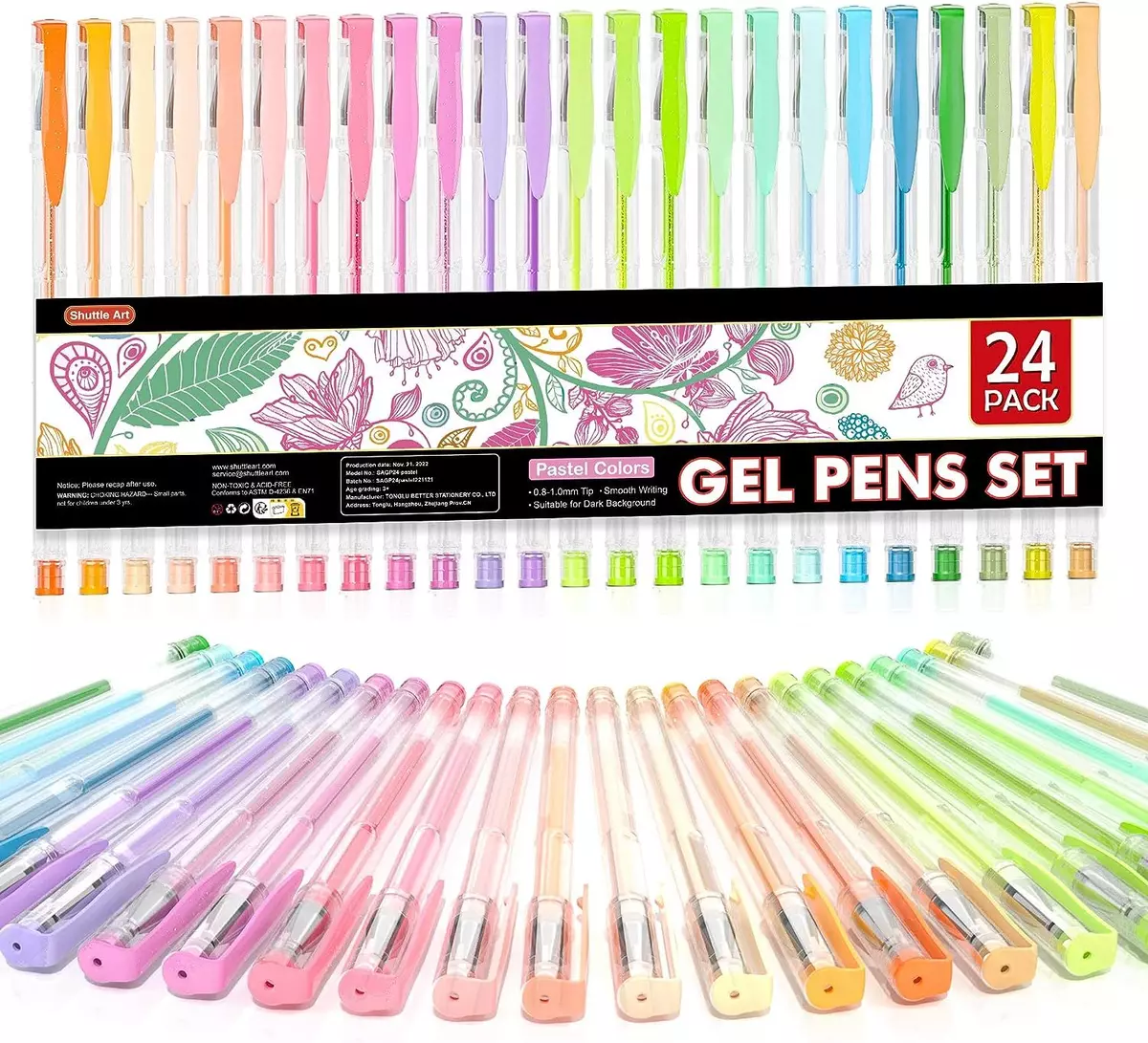 Shuttle Art Pastel Gel Pens, 24 1 Count (Pack of 24), 24 Pack Tone