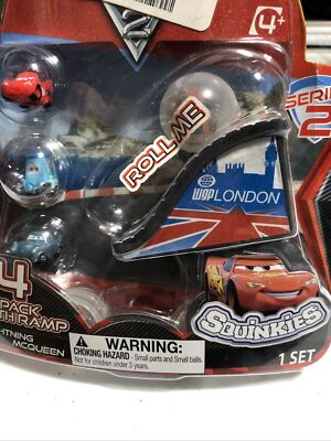 Disney Pixar Cars 2 4 Pack w/ Ramp Squinkies Set Lightning McQueen Blip Toys MOC