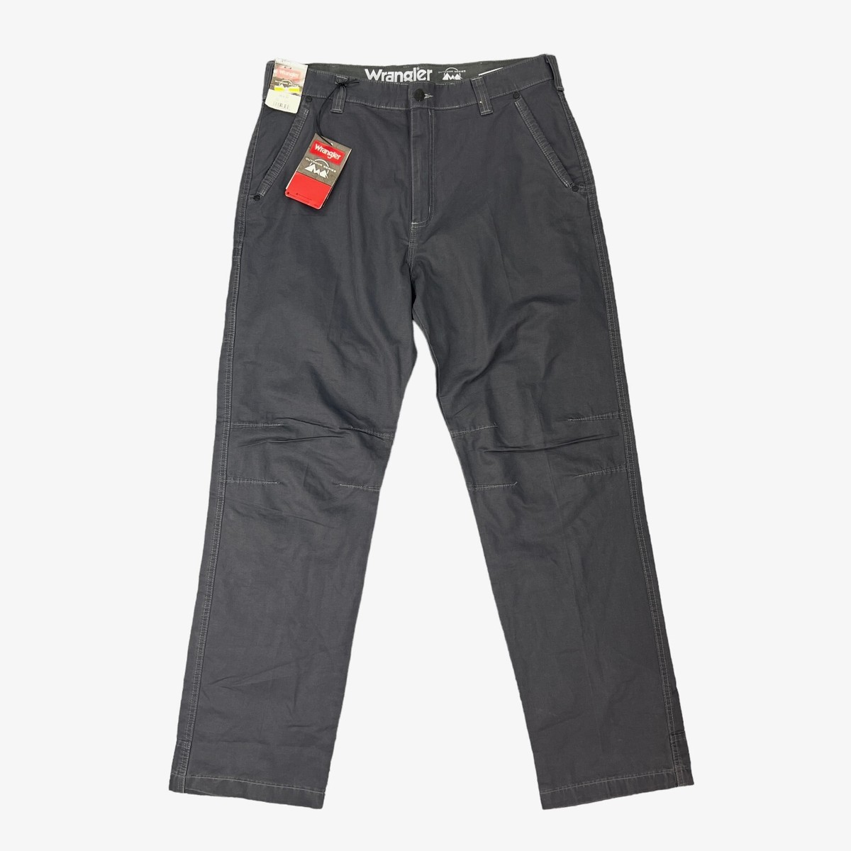 Wrangler Pants Mens 36 Grey Cotton Outdoor Series Relaxed Straight