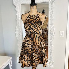 SALE New York Couture Handmade Vintage LEOPARD Animal PRINT Halter Dress