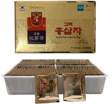 Korean No.1 Red Ginseng Mild Instant Tea Bag Pack 100 Packets Made in korea NEW