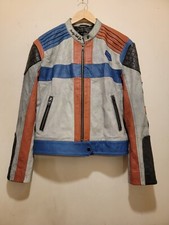 Fp Muubaa Women Racing Leather Moto Jacket White Crackle Sz 6 Uk 10 Eu 38