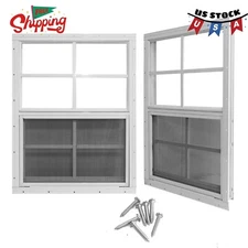 12" x 18" Shed Windows with Tempered Glass and Fiberglass Screen, 2 Pack