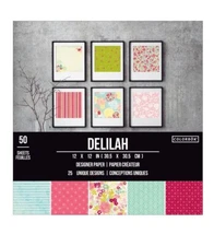 Colorbok Designer Single-Sided Paper 12"X12" 50 Sheets DELILAH 25 Designs Floral