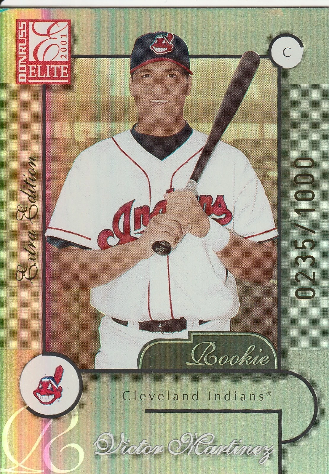 2001 DONRUSS ELITE EXTRA EDITION VICTOR MARTINEZ ROOKIE BASEBALL CARD 235/1000