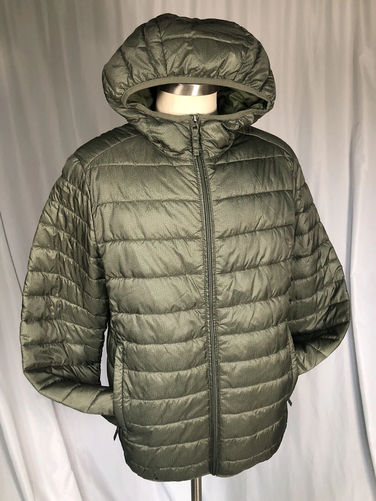 Amazon Basics Hoodie Puffer Jacket Green, Medium