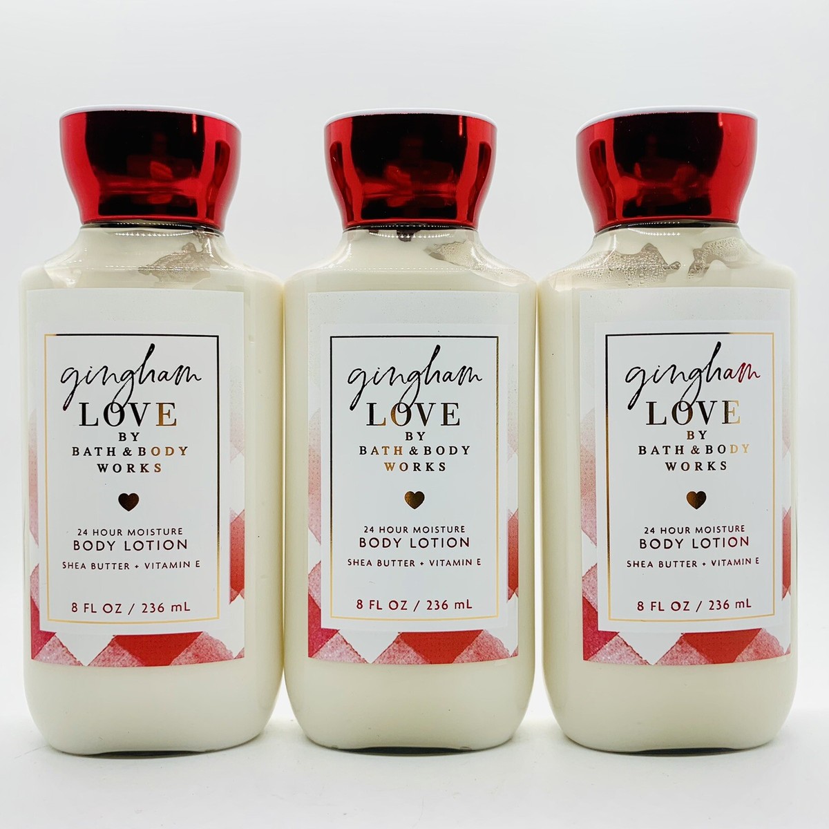 NEW! 3-PACK BATH & BODY WORKS GINGHAM LOVE 24 HOUR MOISTURE