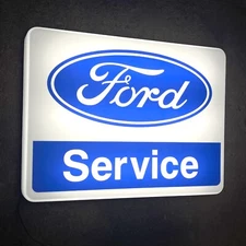 FORD SERVICE ILLUMINATED LED LIGHT BOX WALL SIGN GARAGE AUTOMOBILIA GAS AND OIL