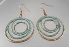 Open Cut Dangling Fashion Earrings 127K 2 1/4" Copper Tone Green Patina Look