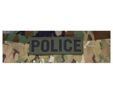 Milspec Monkey MSM Morale Patch PVC - POLICE Insignia - 10 x 3 OD GREEN -NEW