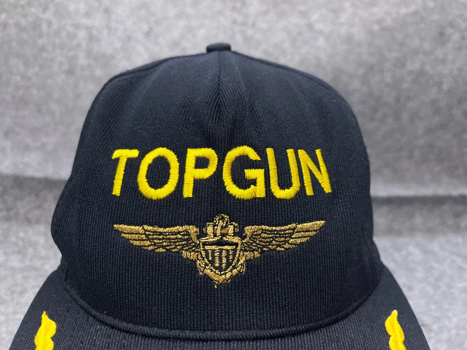 De Colección Top Gun Sombrero Gorra Snap Back Adulto OS Negro Algodón Huevos Revueltos Hecho en EE. UU. 90s Foto 2 de 4