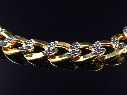 Mens 10K Yellow Gold Hollow Flat Curb Cuban Link Bracelet (9MM) 9" - Picture 2 of 8