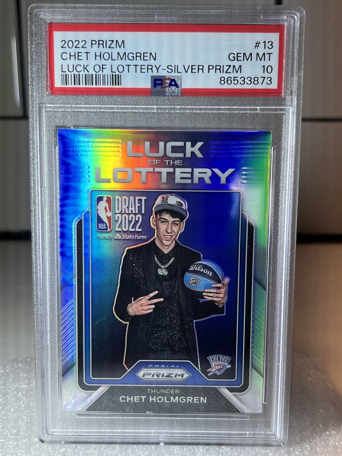 2022 Panini Prizm Luck of the Lottery 13 Chet Holmgren Silver Prizm PSA 10 💎