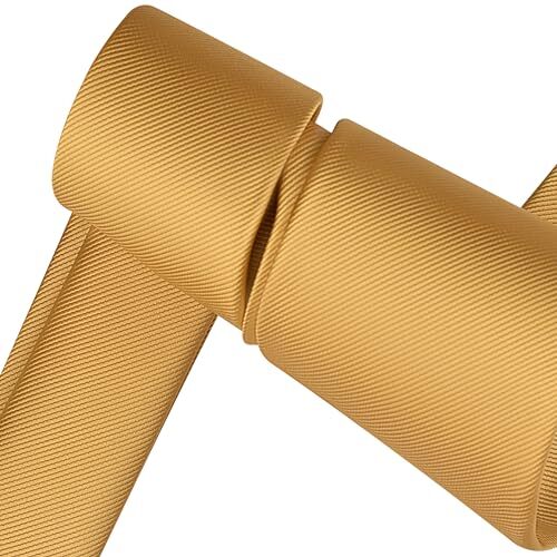 63'' XL Tie Mens Extra Long Solid Woven Necktie for Men Big and Tall + Gold - Picture 4 of 5