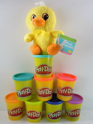 Play-Doh Modeling Compound 8 Pack Set of Assorted Colors, Plus 7'' Plush Chick