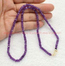 Natural 2X4mm Faceted Purple Amethyst Gemstone Beads Necklace 16-28" AAA