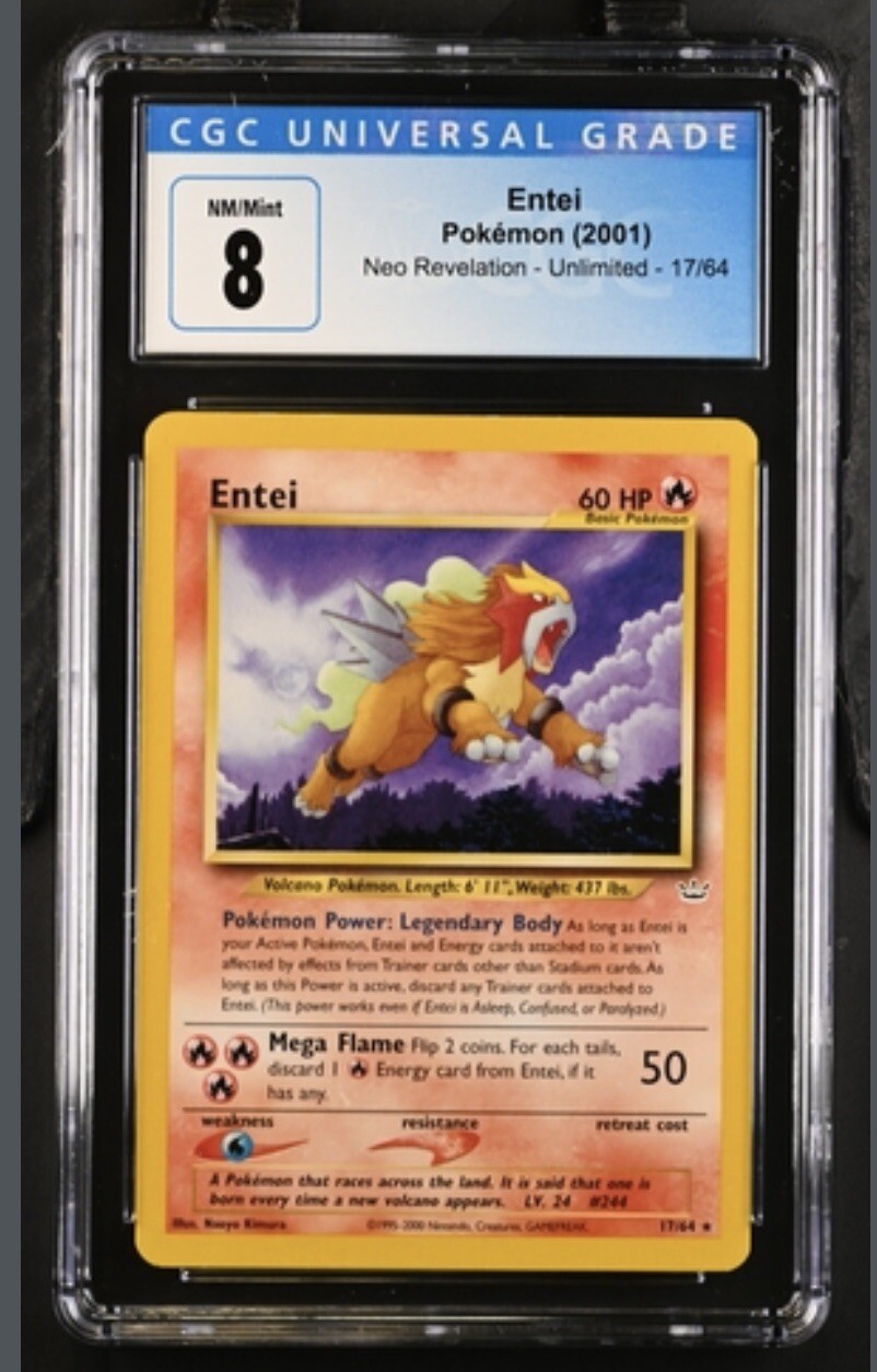Pokemon 2001 Neo Revelation Entei 17/64 CGC 8
