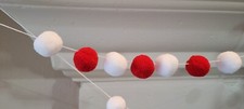 VALENTINE'S DAY GARLAND MADE WITH FELTED BALLS RED AND WHITE SWEETHEART LOVE