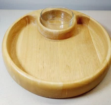 Preferred Stock Wooden Chip and Dip Tray w/ Glass Dip Bowl