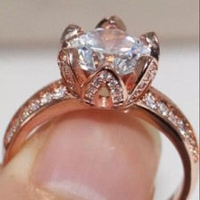 Lab-Created 2.12CT Round Diamond Engagement Wedding Ring 14K Rose Gold Plated