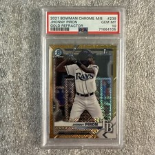 2021 Bowman Chrome Mega Box Jhonny Piron Prospect Gold Refractor /50 PSA 10 Rays