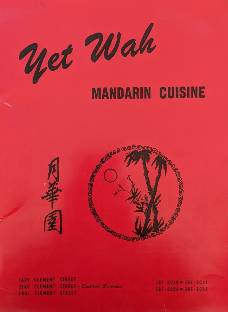 1960's Menu Yet Wah Mandarin Chinese Restaurant San Francisco