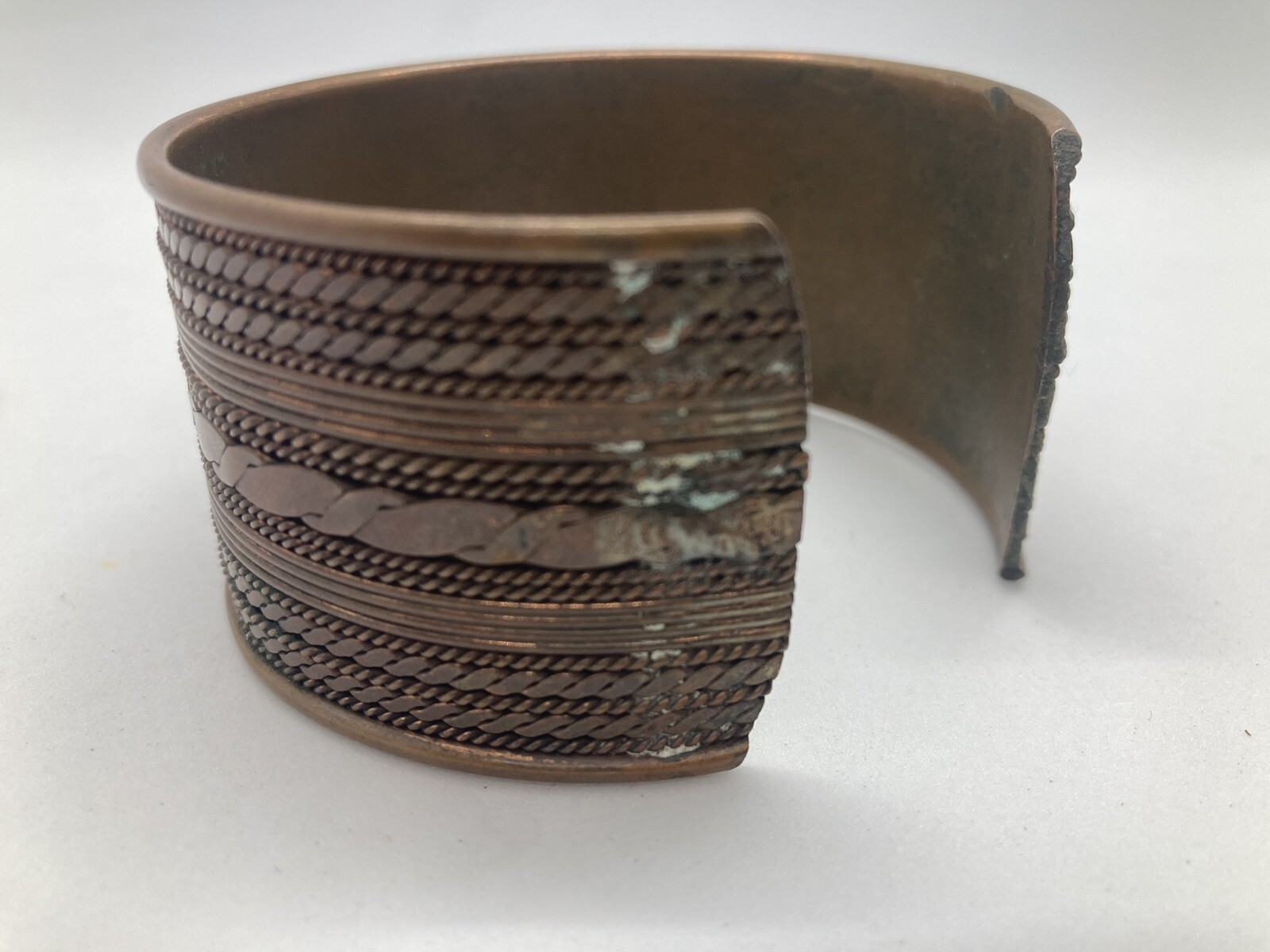 Copper Cuff Adjustable Bracelet Patterned Vintage - image 5