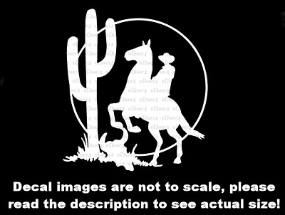 Cowboy on Rearing Horse in Desert Sunset Car Truck Decal USA Made US Seller