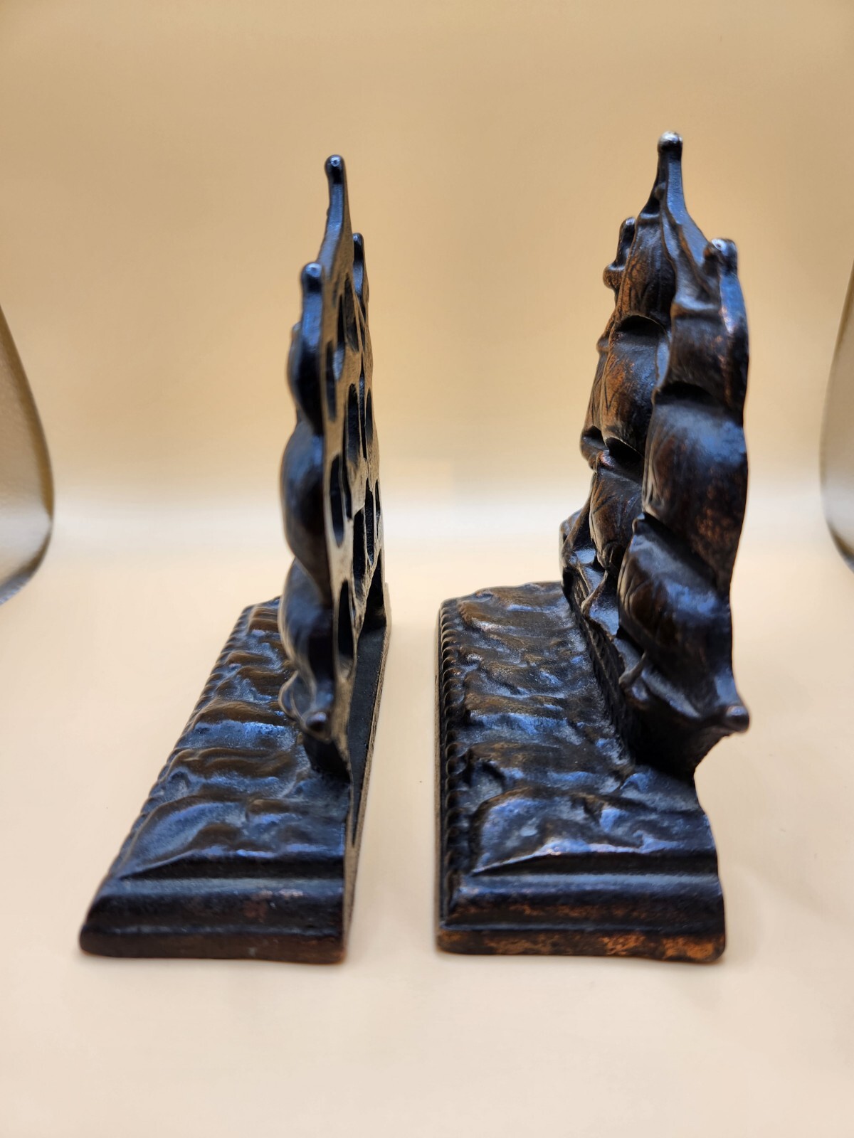 Vintage Cast Iron Constitution Ship Bookends eBay
