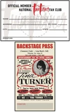 TINA TURNER FAN CLUB MEMBERSHIP CARD - VINTAGE REPRINT