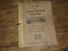 Huber Warco 10D Motor Grader Parts Catalog Manual S/N 118979 And Up