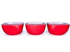 Vintage / Lot of 3 / Pyrex Red Square Ovenware Bowls #407 / 7 oz