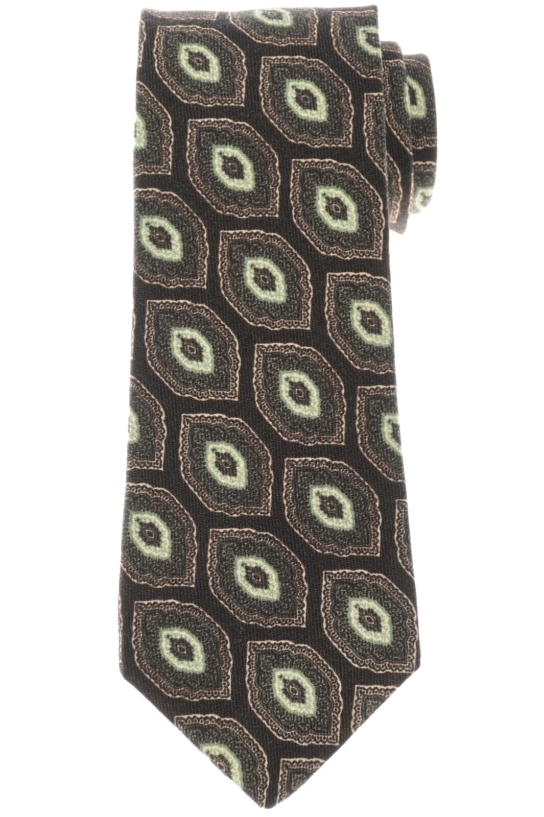 Brown Geometric 100% Wool Ties for Men