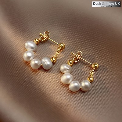 Perlen Tropfen Creolen Ohrstecker Damen Frauen Mädchen Schmuck Geschenk Paar NEU
