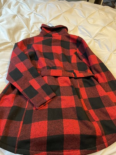 Womens size 1x Winter Coat black red buffalo plaid Steve Madden belt jacket - Picture 12 of 13