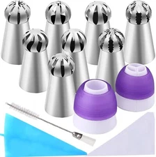 42 Pcs Russian Piping Tips Set, 8 Nozzles Flower Frosting Icing Tips Russian ...
