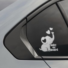 Baby on Board Elephant Reflective Car Sticker Decal, Waterproof Color: Silver