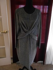 MICHAEL KORS BLACK/SILVER GLITTER DRESS LONG SLEEVES PLUS 2X