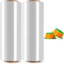 2 Rolls Clear Stretch Wrap 12" x 1000FT x 80 Gauge Heavy Duty Film