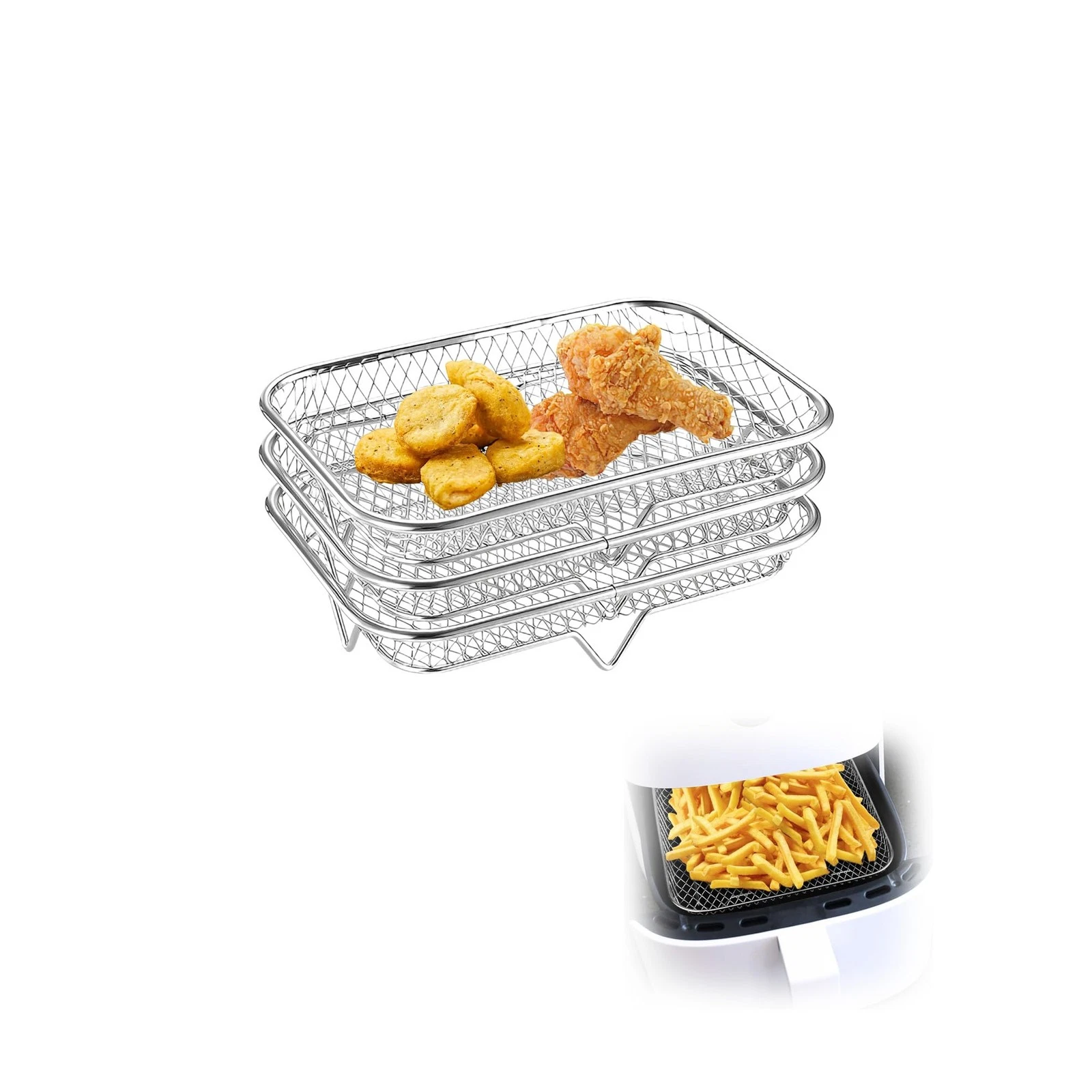 Air Fryer Rack, Stackable Stainless Steel Air Fryer Basket, 3 Layers Cooling ...
Opens in a new wind