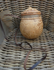 Coole Hippi / Boho Tasche vintage Natur Kalebasse braun ausgefallen Handarbeit